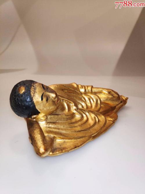 金色陶瓷睡罗汉古玩工艺品古董收藏品